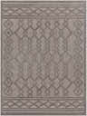 Close-up of the Kort SFG-2310 area rug. Features a contemporary geometric diamond pattern in bone, natural gray, and taupe. Design-Rectangle-537