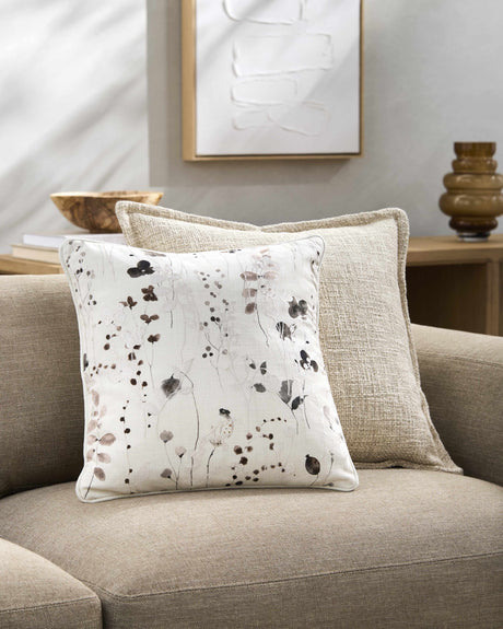 Florent Ivory Traditional Floral Pattern Updated Traditional Cotton Accent Pillow