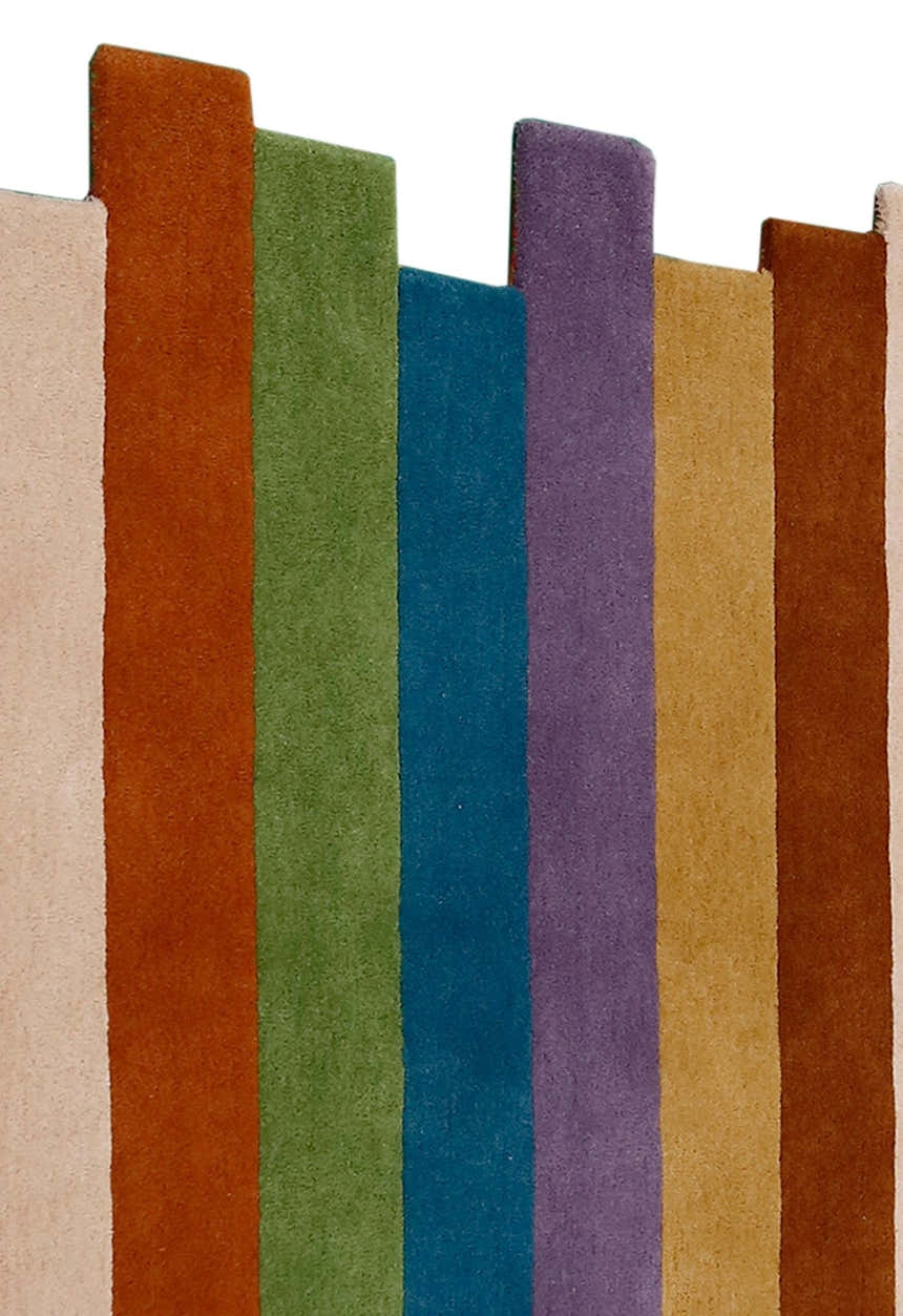 Stax Modern Stripes Design Multicolor Hand Tufted 5x8 Wool Rug