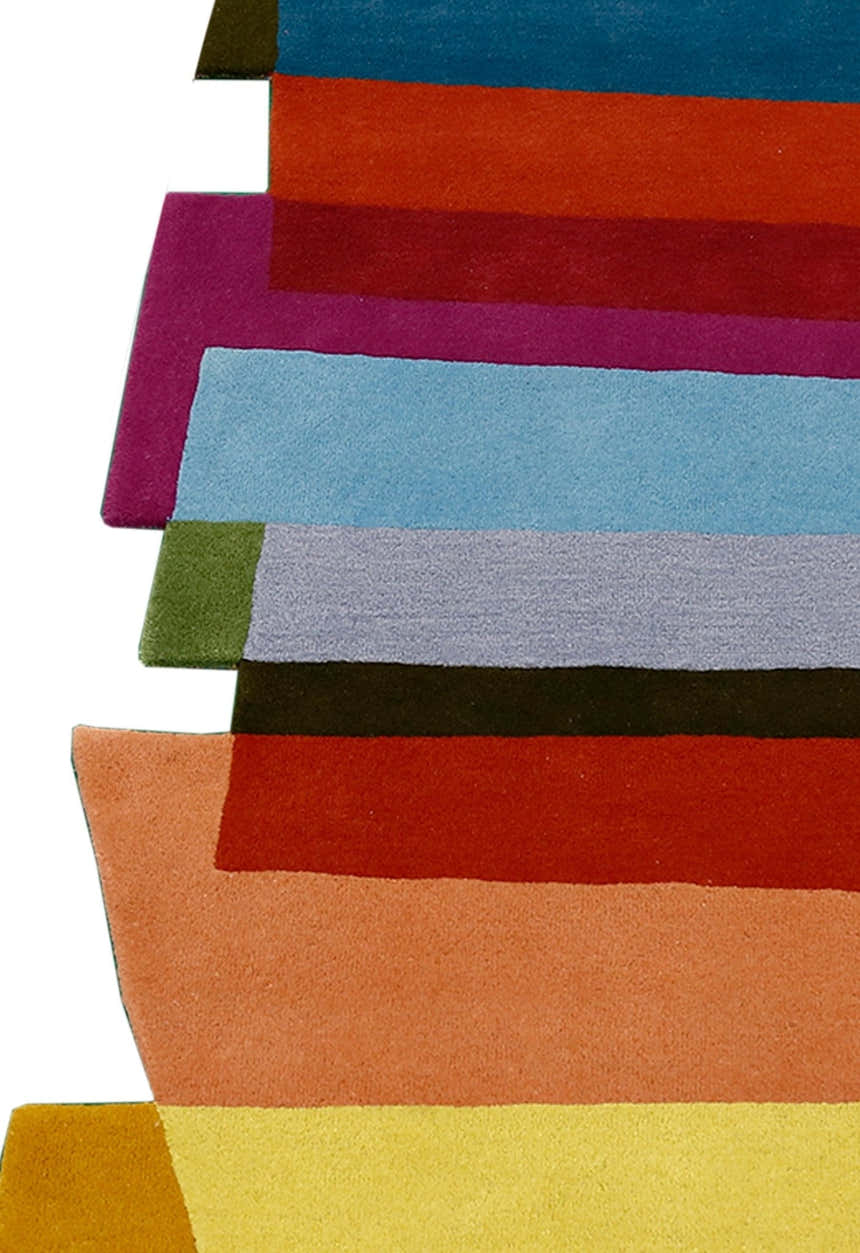 Stax Modern Stripes Pattern Colorful Hand Tufted 5x8 Wool Rug