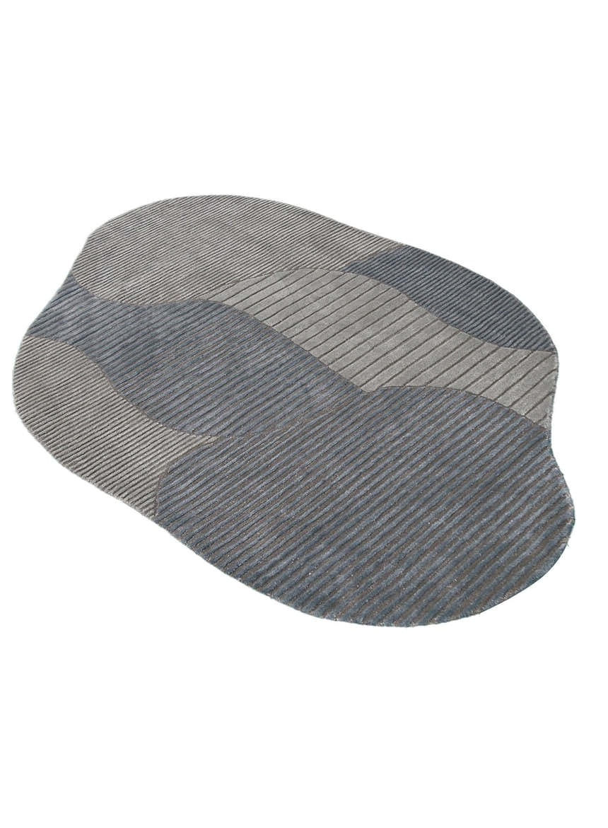 Stone Modern Gray And Silver Hand Tufted 5x7 Wool Area Rug