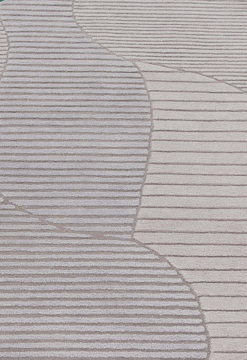 Stone Modern Ripple Lines Gray and Lilac Hand Tufted 5x7 Wool Rug