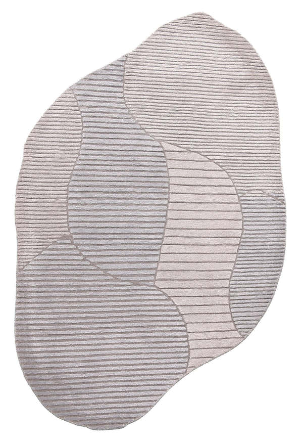 Stone Modern Ripple Lines Gray and Lilac Hand Tufted 5x7 Wool Rug