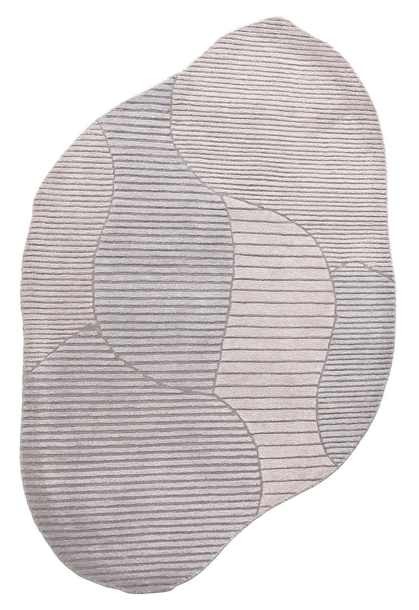 Stone Modern Ripple Lines Gray and Lilac Hand Tufted 5x7 Wool Rug