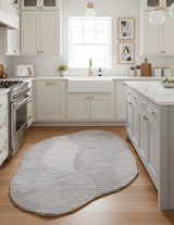 Stone Modern Ripple Lines Gray and Lilac Hand Tufted 5x7 Wool Rug
