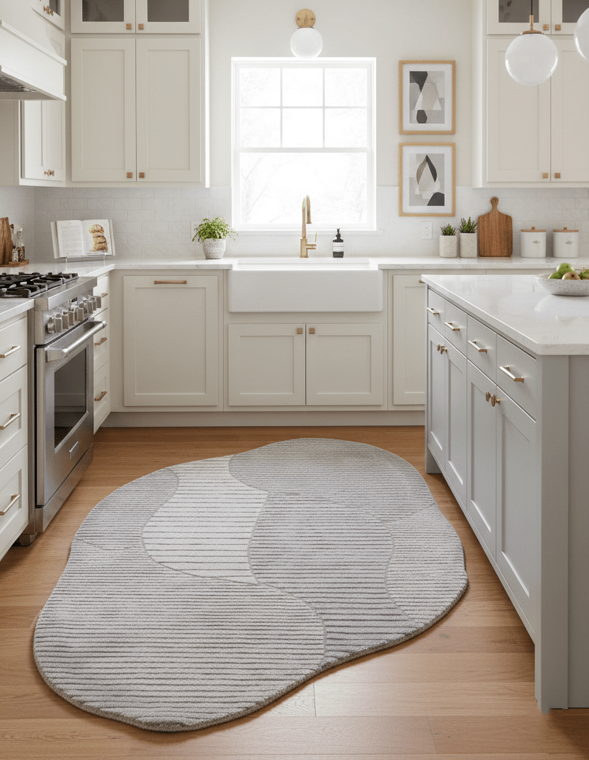 Stone Modern Ripple Lines Gray and Lilac Hand Tufted 5x7 Wool Rug