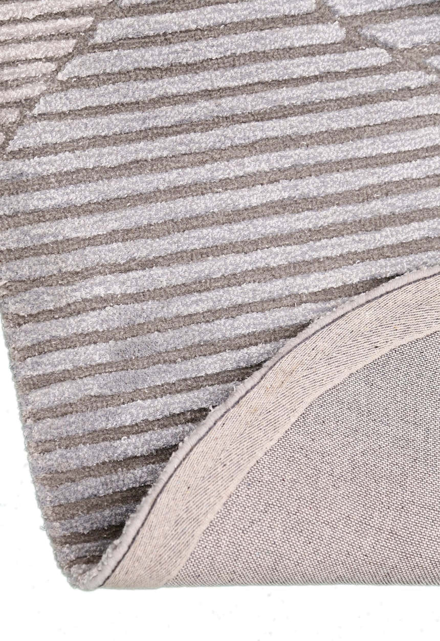 Stone Modern Ripple Lines Gray and Lilac Hand Tufted 5x7 Wool Rug