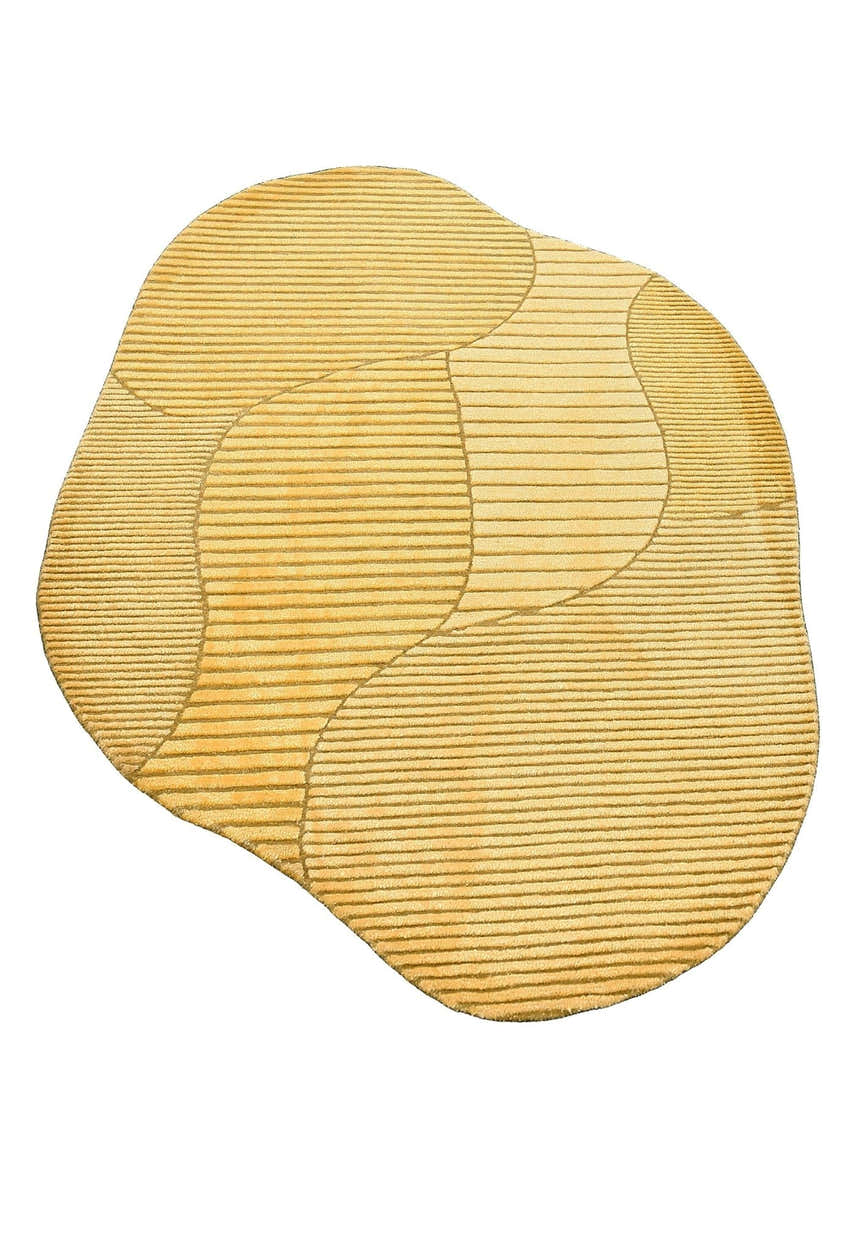 Stone Modern Style Yellow Hand Tufted 5x7 Wool Area Rug