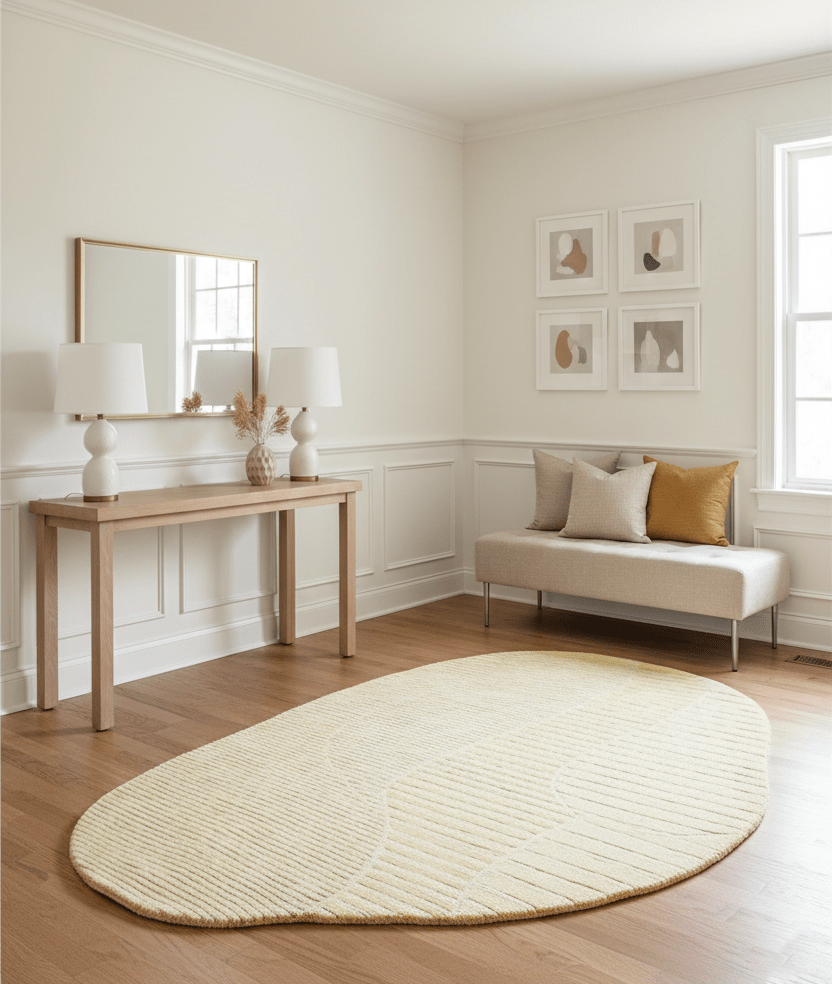 Stone Modern Yellow Ripple Hand Tufted 5x7 Wool Area Rug