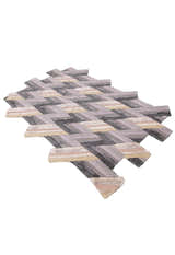 Stripes Pattern Gray Lilac Hand Tufted 4x6 Wool Area Rug