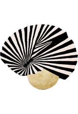 Sunflare Fan Black Hand Tufted 5x5 Wool Area Rug