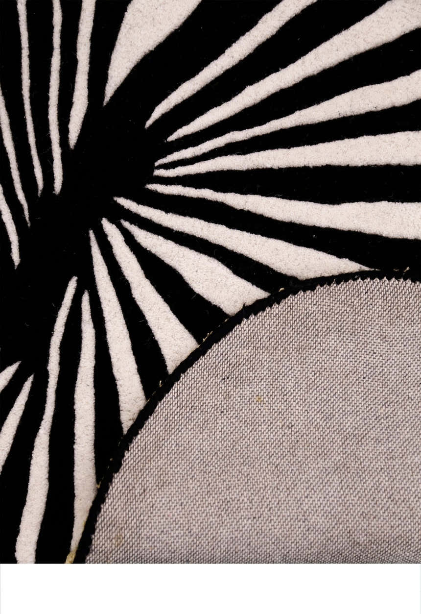 Sunflare Fan Black Hand Tufted 5x5 Wool Area Rug