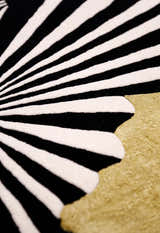 Sunflare Fan Black Hand Tufted 5x5 Wool Area Rug
