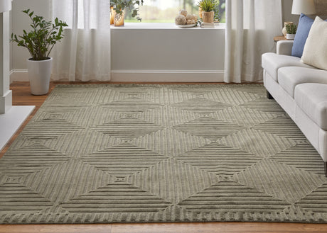 Feizy Channels Modern Geometric - Green/Taupe/Blue Area Rug - Clearance