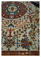 Tabriz Antique Hand Knotted Traditional Ivory and Rust Multi Size Wool Rug