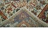 Tabriz Antique Hand Knotted Traditional Ivory and Rust Multi Size Wool Rug