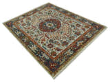 Tabriz Antique Hand Knotted Traditional Ivory and Rust Multi Size Wool Rug