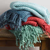 Brasnorte Knitted Throw Blanket - Aqua Green