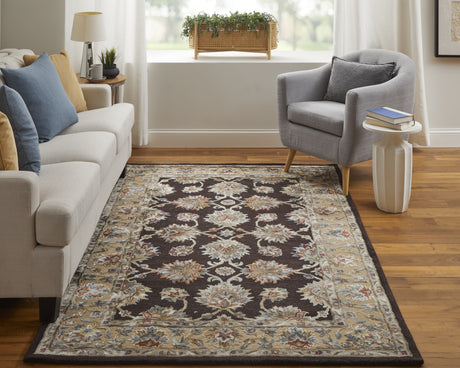 Feizy Prescott Traditional Floral & Botanical - Brown/Tan/Orange Area Rug