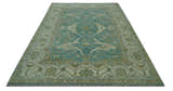 Teal and Ivory Hand Knotted Traditional Oriental Oushak Custom Made wool rug