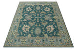 Teal, Gray and Beige Hand Knotted Traditional Oushak Custom Made wool Area Rug