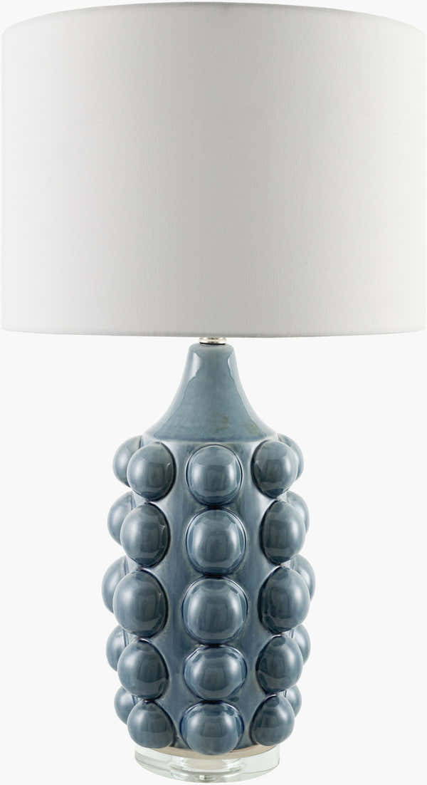 Aqua Blue Modern Table Lamp with linen details for bedside or console tables