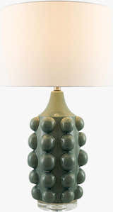 Dark Gray Modern Table Lamp with linen details for bedside or console tables