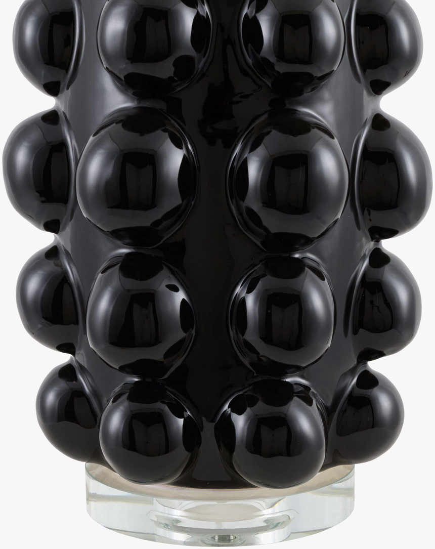 Charcoal Modern Table Lamp with linen details for bedside or console tables