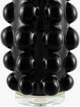 Charcoal Modern Table Lamp with linen details for bedside or console tables