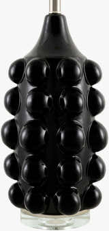 Charcoal Modern Table Lamp with linen details for bedside or console tables