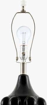 Charcoal Modern Table Lamp with linen details for bedside or console tables