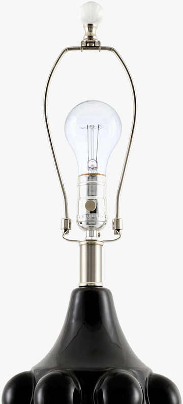 Charcoal Modern Table Lamp with linen details for bedside or console tables