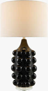 Charcoal Modern Table Lamp with linen details for bedside or console tables