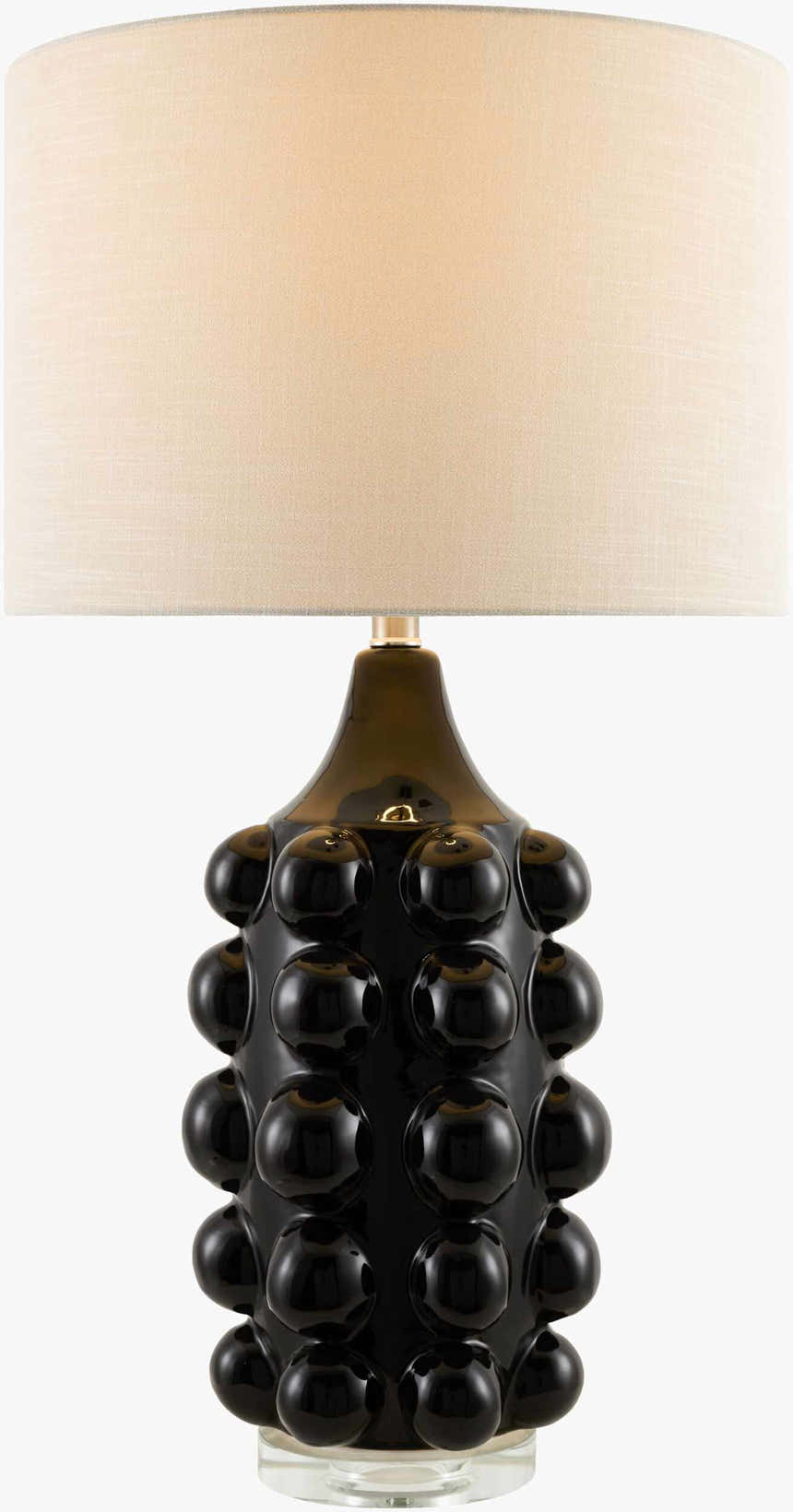 Charcoal Modern Table Lamp with linen details for bedside or console tables