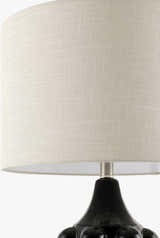 Charcoal Modern Table Lamp with linen details for bedside or console tables