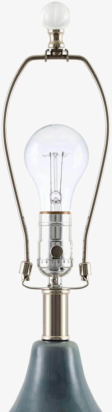 Aqua Blue Modern Table Lamp with linen details for bedside or console tables