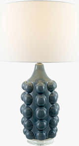 Aqua Blue Modern Table Lamp with linen details for bedside or console tables