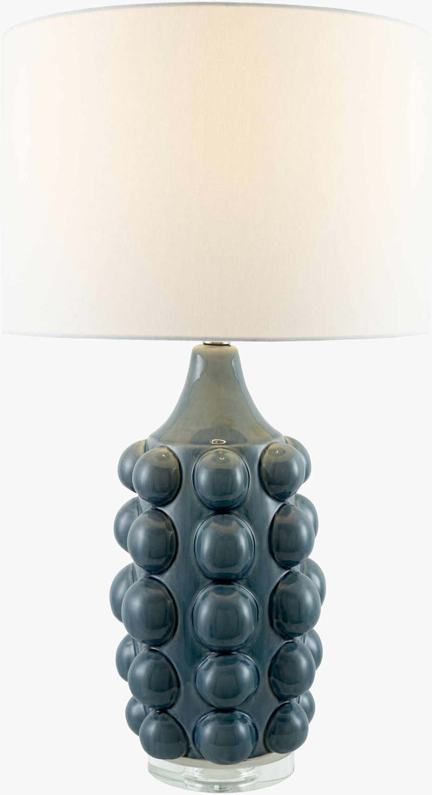 Aqua Blue Modern Table Lamp with linen details for bedside or console tables
