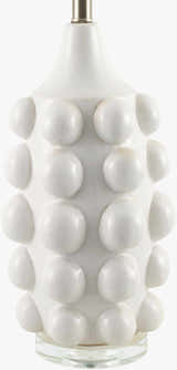White Modern Table Lamp with linen details for bedside or console tables