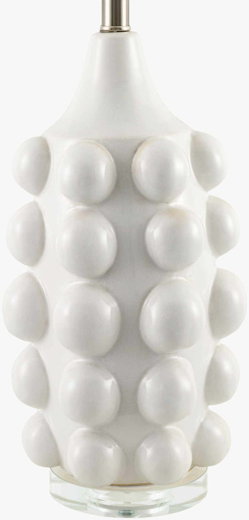 White Modern Table Lamp with linen details for bedside or console tables