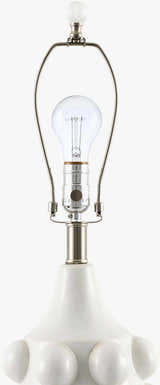 White Modern Table Lamp with linen details for bedside or console tables