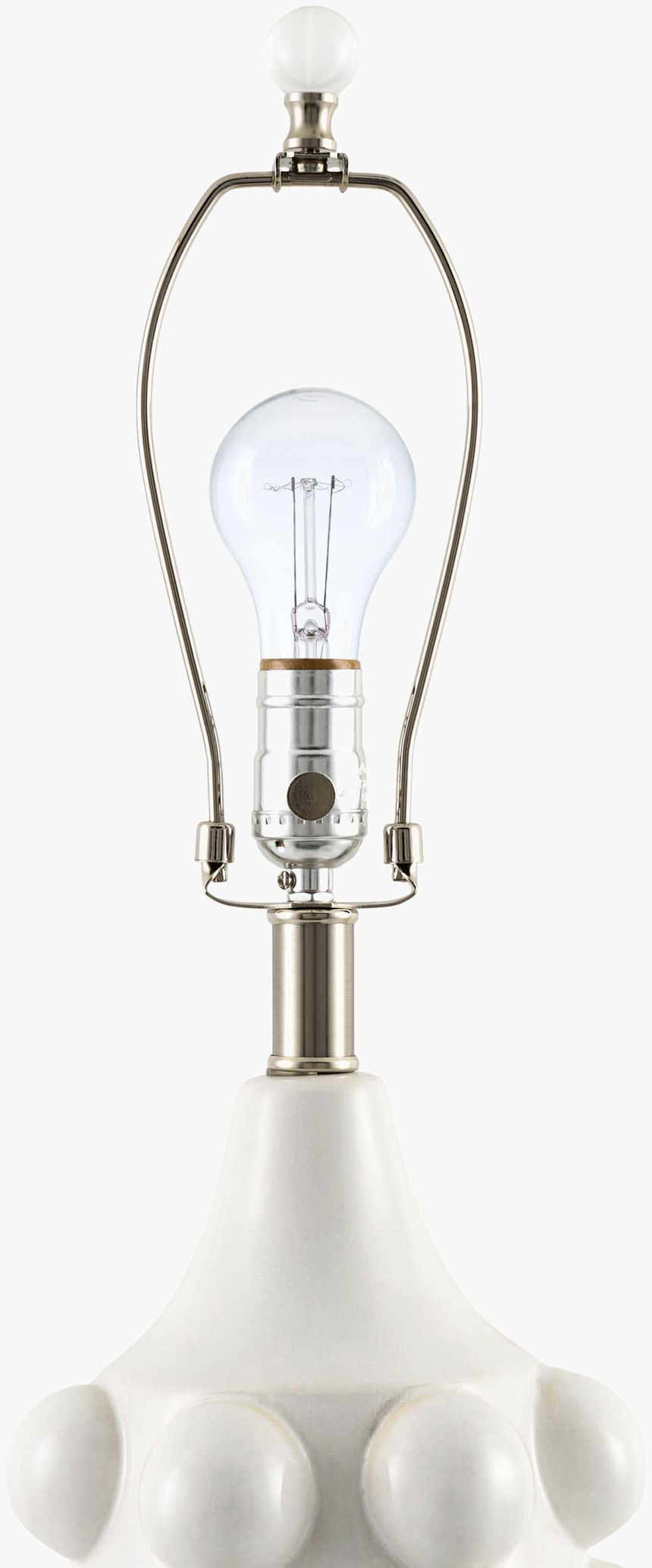 White Modern Table Lamp with linen details for bedside or console tables