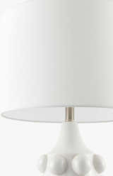 White Modern Table Lamp with linen details for bedside or console tables