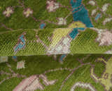 The Green Jungle Life Teal and Peach Peacock Bird Hand Knotted Custom Made Wool Area Rug