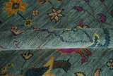 The Jungle Life Peacock on tree Rug Hand Knotted Multi Size Green Wool Rug