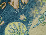 The Jungle Pond Custom Made Blue And Beige Hand Knotted Wool Area Rug
