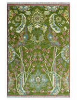 The Peacock Garden Bird Hand Knotted Custom Made Wool Area Rug