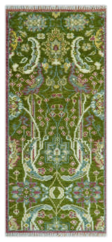 The Peacock Garden Bird Hand Knotted Custom Made Wool Area Rug
