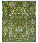 The Peacock Garden Bird Hand Knotted Custom Made Wool Area Rug