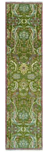 The Peacock Garden Bird Hand Knotted Custom Made Wool Area Rug